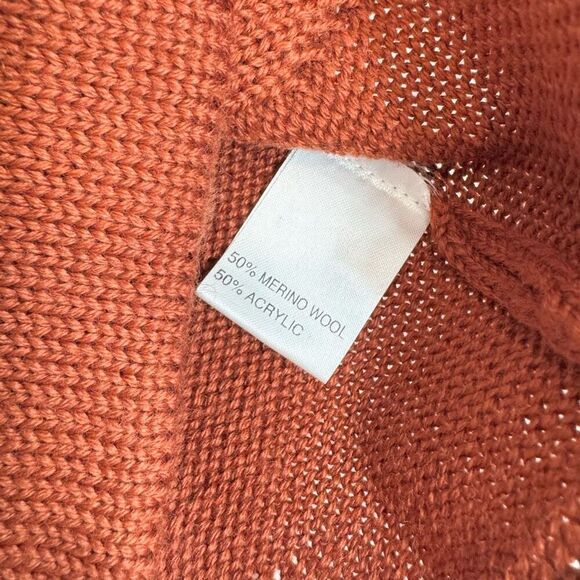 Hekla & Co Sweater Women Medium Cardigan Double Breasted Merino Wool Orange Knit - Picture 9 of 9